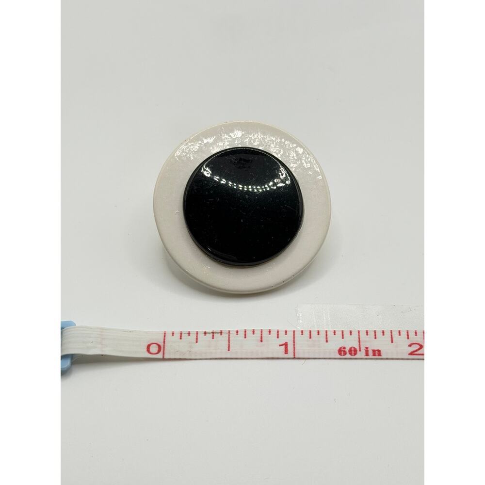 Retro Mod Black & Ivory Oversized Resin Disc Statement Earrings - Picture 3 of 5